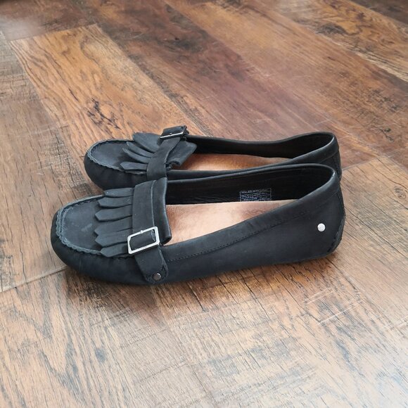 𝅺UGG Dempsey Driving Moccasins Leather Loafers Black Size 8 - Picture 2 of 8